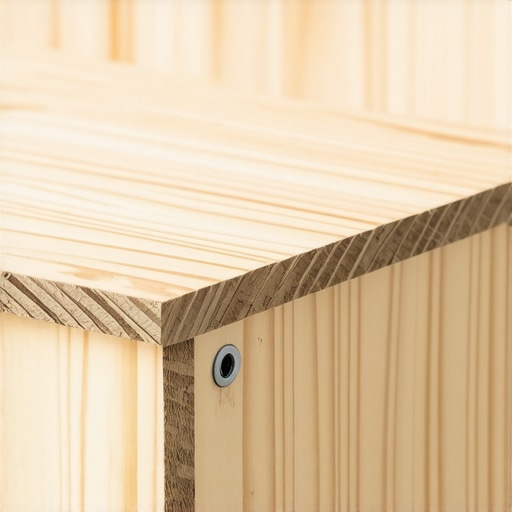 Close-up of plywood layers in a kitchen cabinet showing superior screw-holding strength.