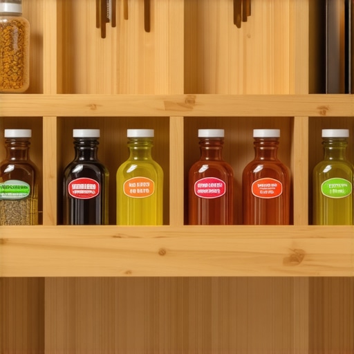 A well-organized wide kitchen drawer featuring custom vertical dividers and maple interiors.