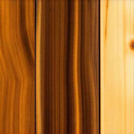 Comparing different wood stain samples on maple wood for a perfect cabinet match.
